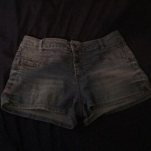 Light denim high waisted shorts